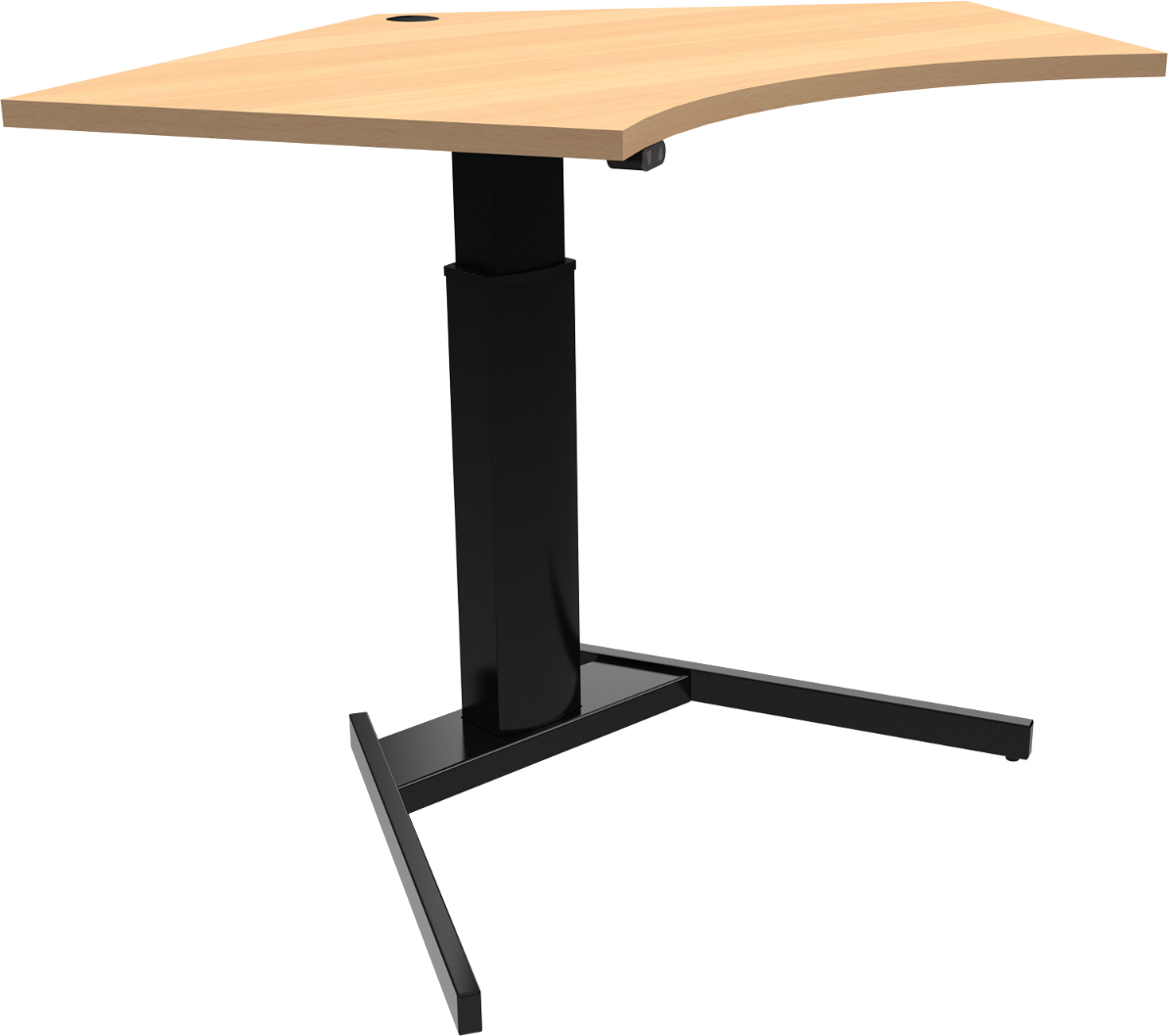 Enkeltben hæve-sænkebord ZenNord OptiHeight femkantet, bøg natur/sort, højde 68 - 120 cm