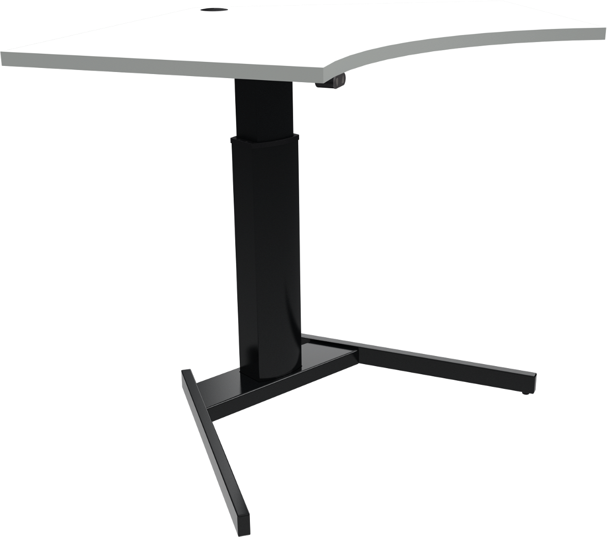 Hæve-sænkebord ZenNord OptiHeight femkantet enkeltben  -  justerbart skrivebord hvid/sort, 68-120 cm