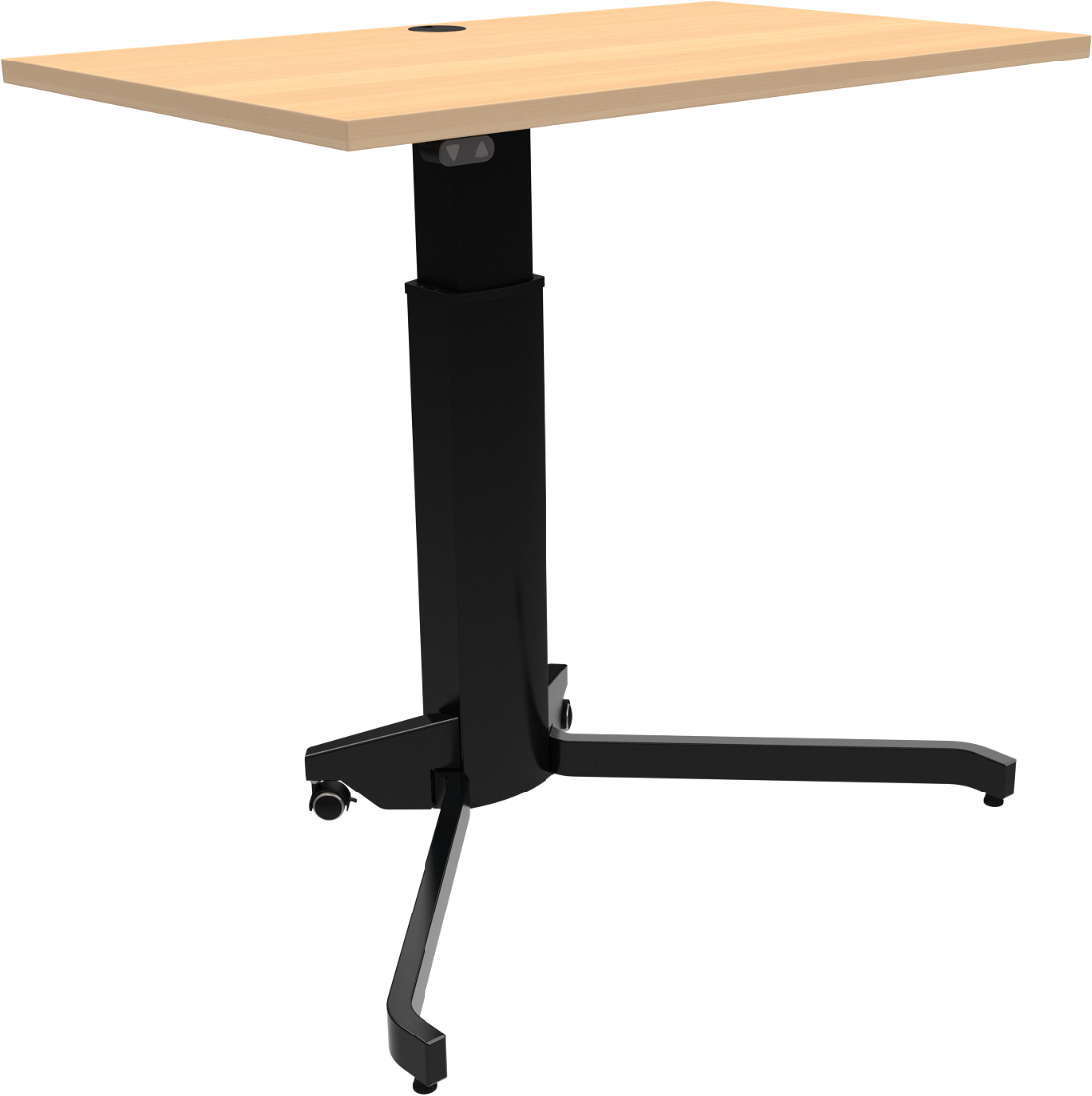 Enkeltben hæve-sænkebord ZenNord AeroTable firkantet bøg natur/sort 120x60x100 cm elektrisk skrive-/ståbord