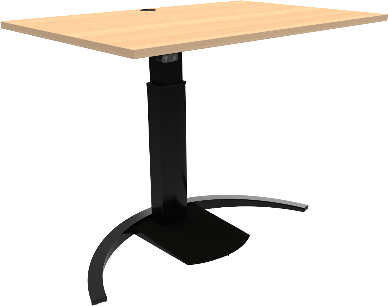 Enkeltben hæve-/sænkebord ZenNord ErgoTable firkantet skrivebord H 68-120 cm natur/sort