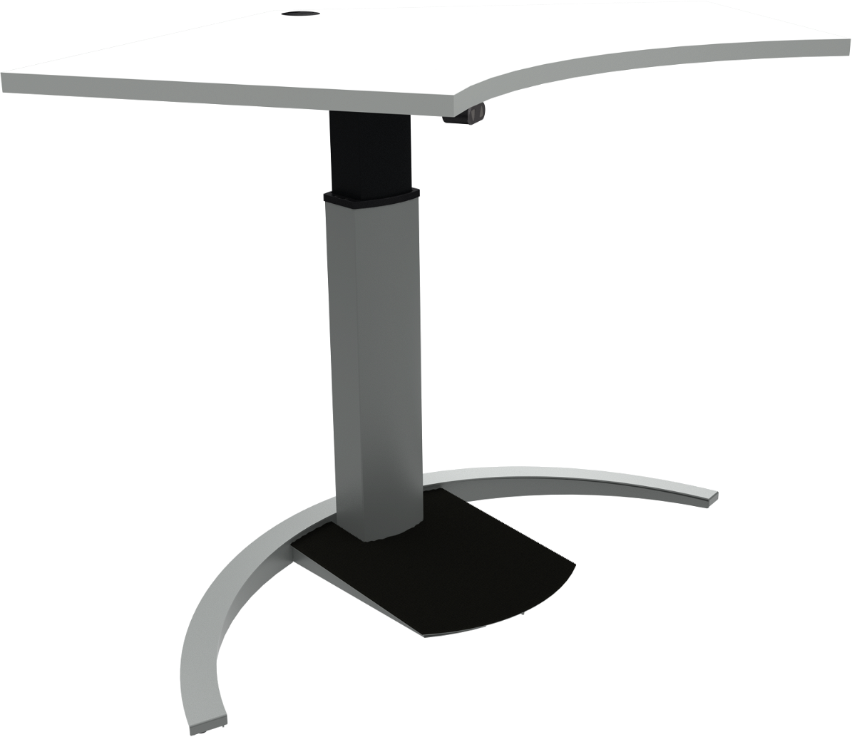 Enkeltben hæve-/sænkebord ZenNord ErgoTable femkantet H120xB92xL138 cm hvid/sølv