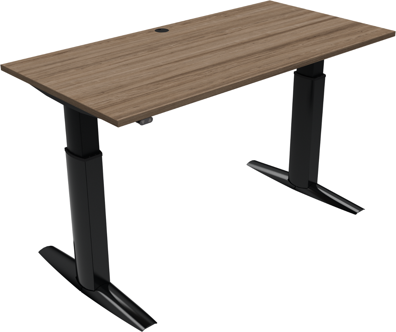 To-bens hæve-/sænkebord ZenNord ElevateLine mørk natur/sort 160x80 cm justerbar højde 68 - 120 cm med kabelbakke