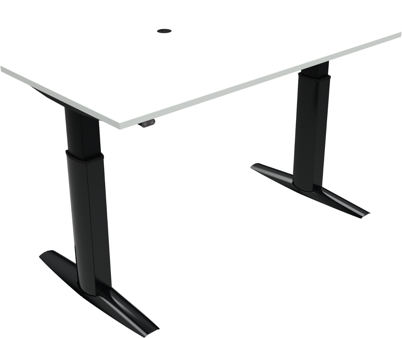 To-bens hæve-/sænkebord ZenNord ElevateLine 160x80 cm H68-120 hvid/sort med kabelbakke