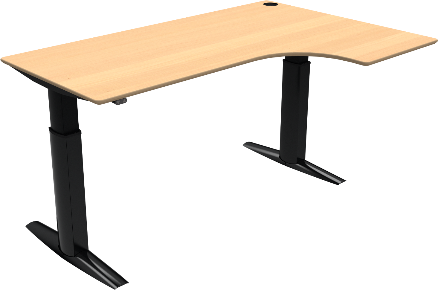 To-bens hæve-/sænkebord L-form ZenNord ElevateLine 180Ã120 cm natur/sort