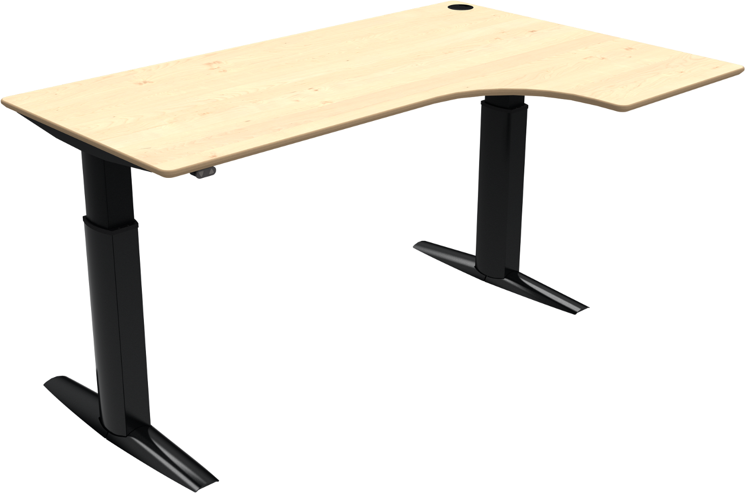 To-bens L-form hæve-/sænkebord ZenNord ElevateLine højrevendt ahorn natur/sort 120Ã180/120 cm