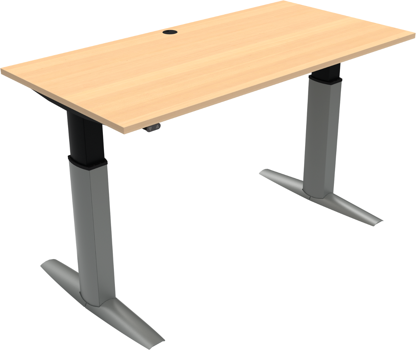 To-bens hæve-/sænkebord firkantet ZenNord ElevateLine 160Ã80 cm bøgeoverflade sølvstel