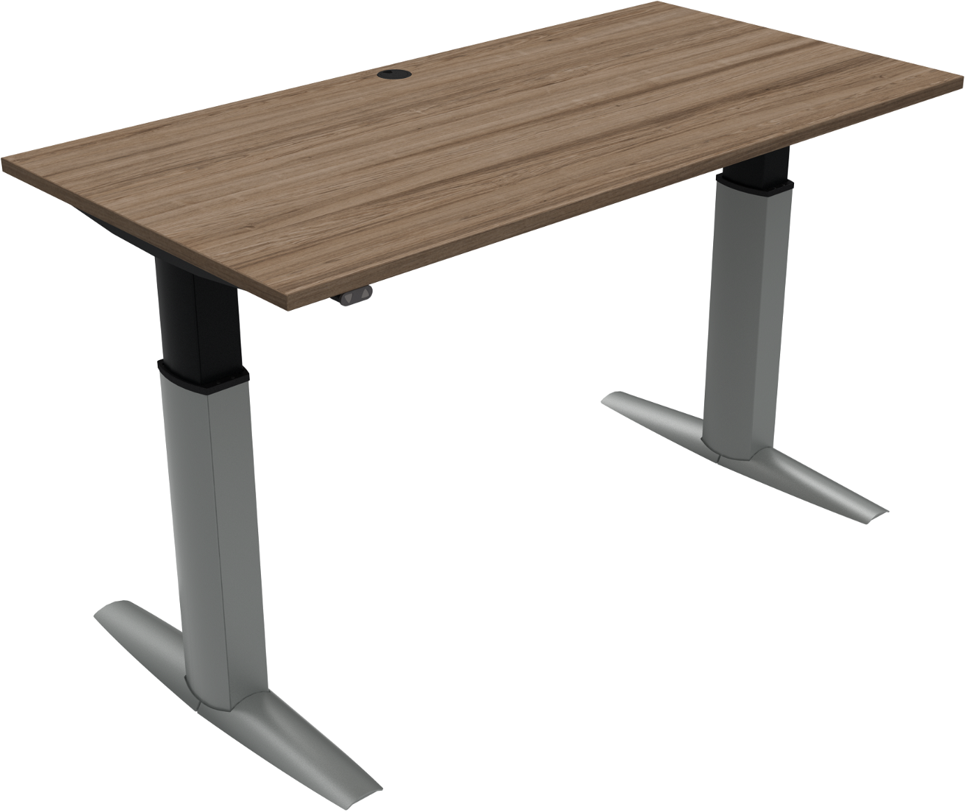 To-bens hæve-/sænkebord ZenNord ElevateLine firkantet højdejusterbart 68 - 120 cm mørk valnød/sølv 160x80 cm