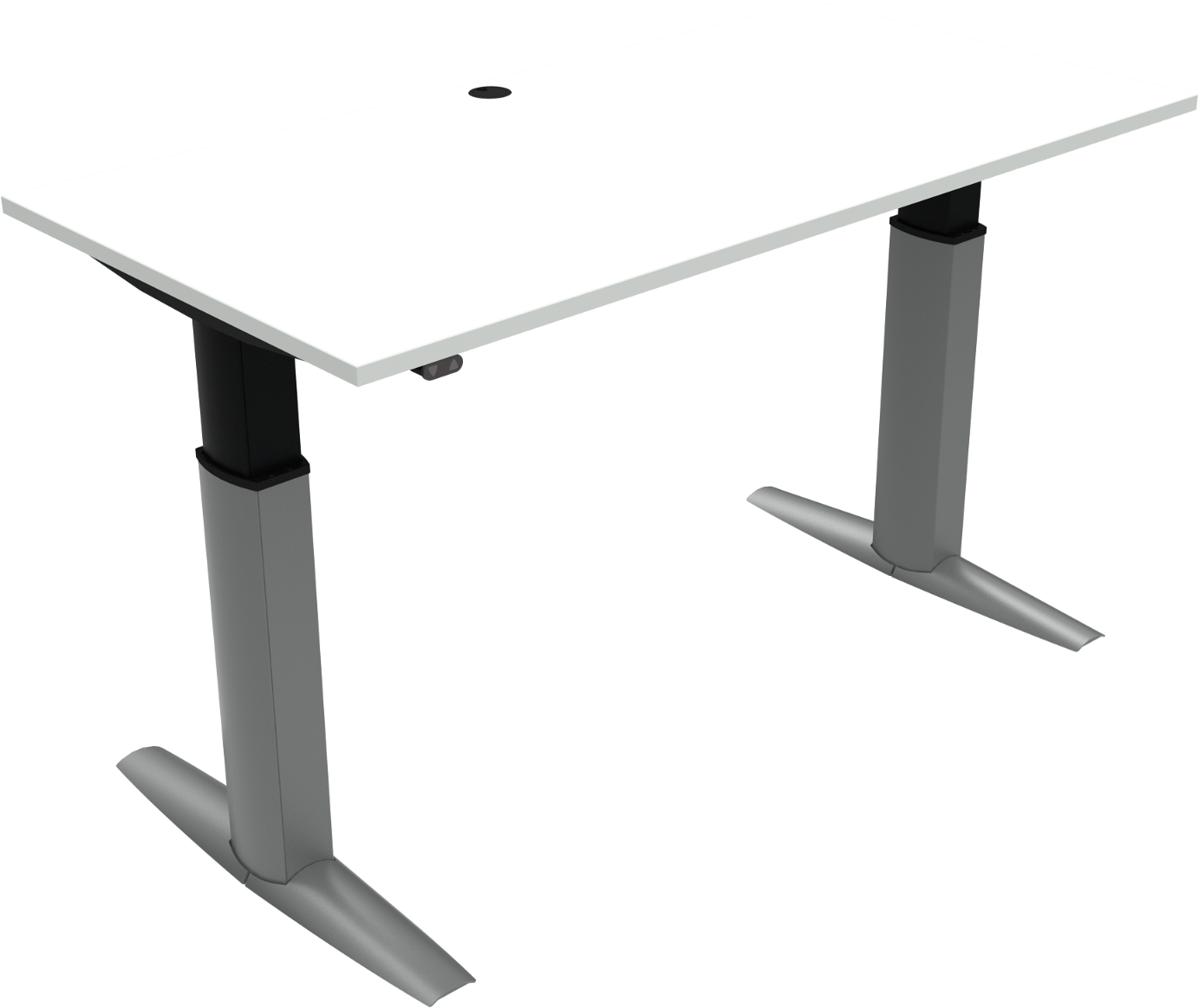 To-bens hæve-/sænkebord ZenNord ElevateLine firkantet højdejusterbart skrivebord hvid/sølv 160x80 cm 68-120 cm
