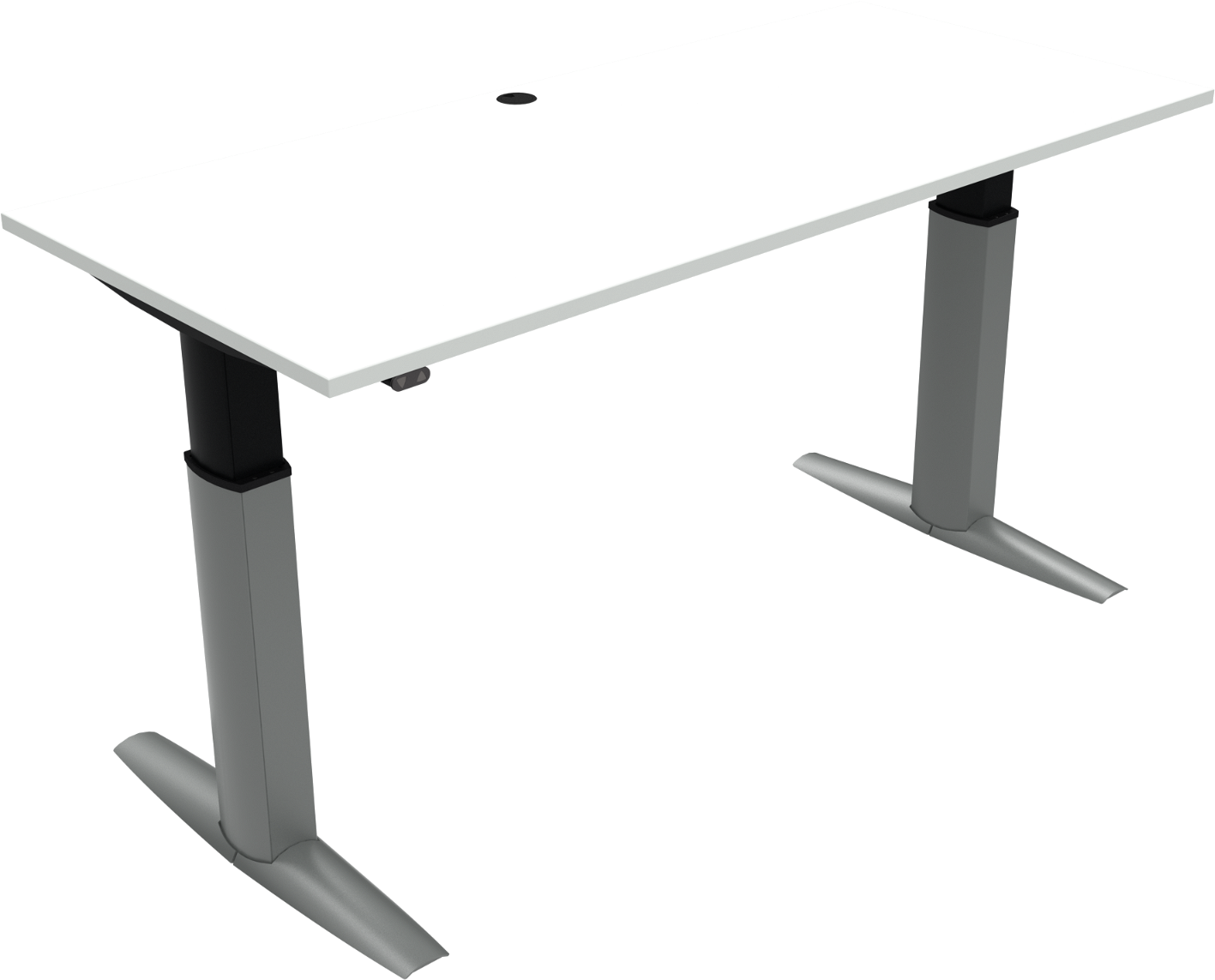 To-bens hæve-/sænkebord ZenNord ElevateLine ergonomisk skrivebord firkantet hvid/sølv 180x80 H68-120 cm