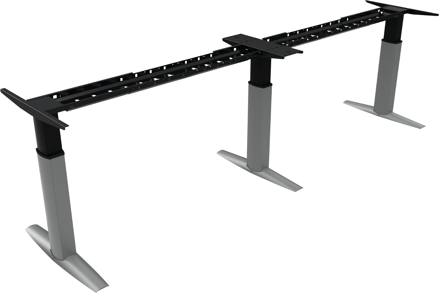 Hæve-/sænkestel ZenNord ElevateLine sølv med integreret kabelbakke og højdejustering 68-120 cm