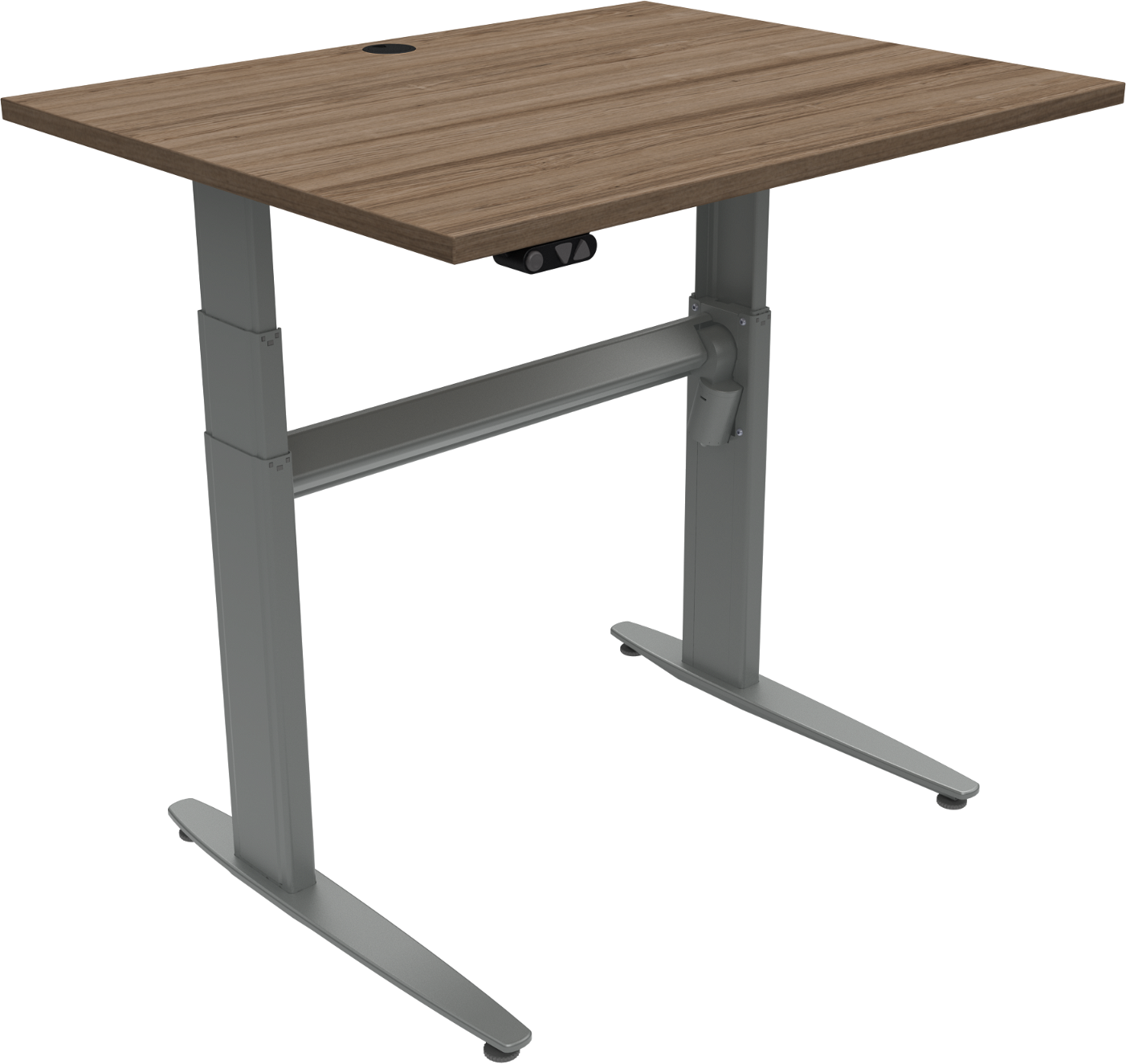 To-bens hæve-/sænkebord ZenNord MoveMate i valnød med sølv stel 100x80 cm