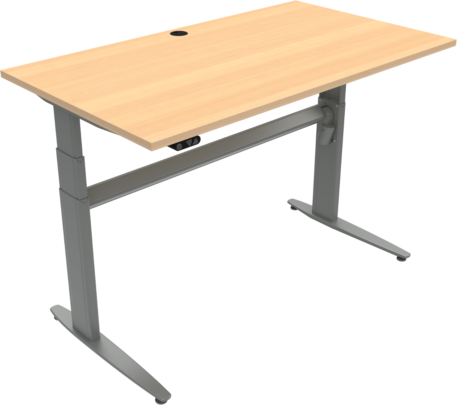 Hæve-sænkebord ZenNord MoveMate to-bens firkantet sit-/ståbord 140x80 cm bøge/natur-sølv H68-120 cm