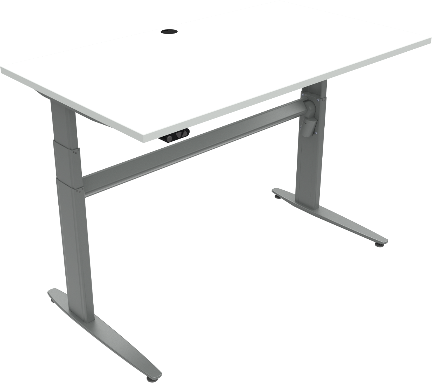 To-bens hæve-/sænkebord ZenNord MoveMate 140Ã80 cm hvid/sølv | Højde 68-120 cm