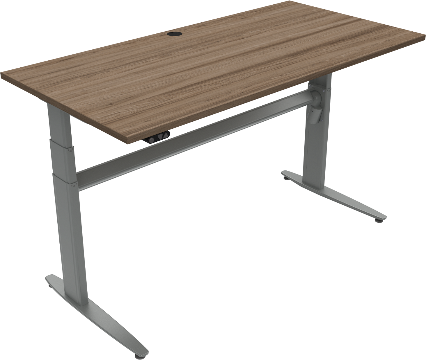 To-bens hæve-/sænkebord ZenNord MoveMate 152x80 cm valnødoverflade mørk natur stel sølv højde 68-120 cm