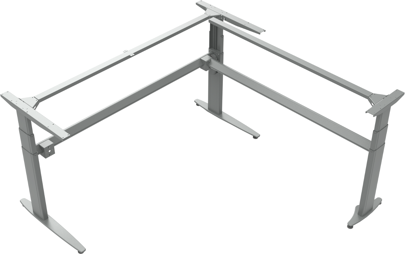 Hæve-/sænkestel ZenNord MoveMate sølv metal ramme 68 - 120 cm højde, 172 cm længde, fleksibel montage