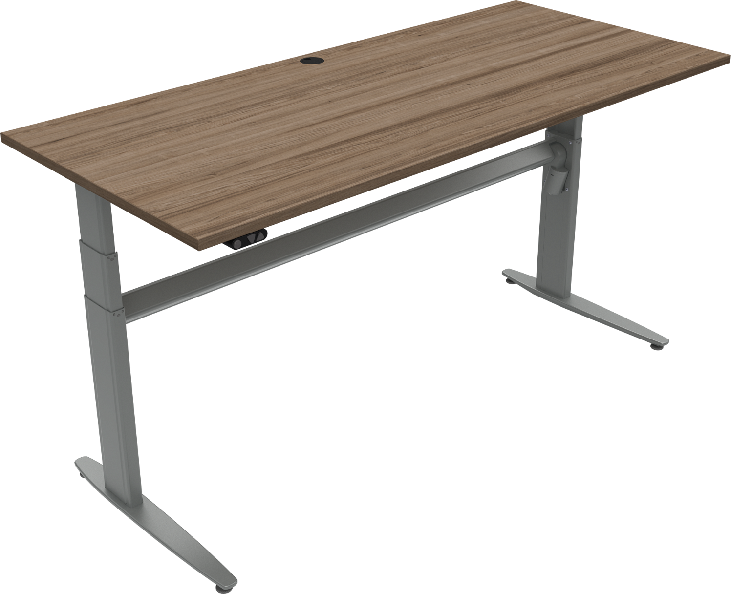 To-bens hæve-/sænkebord ZenNord MoveMate valnødoverflade sølvben H68-120 Ã B180 Ã D80 cm