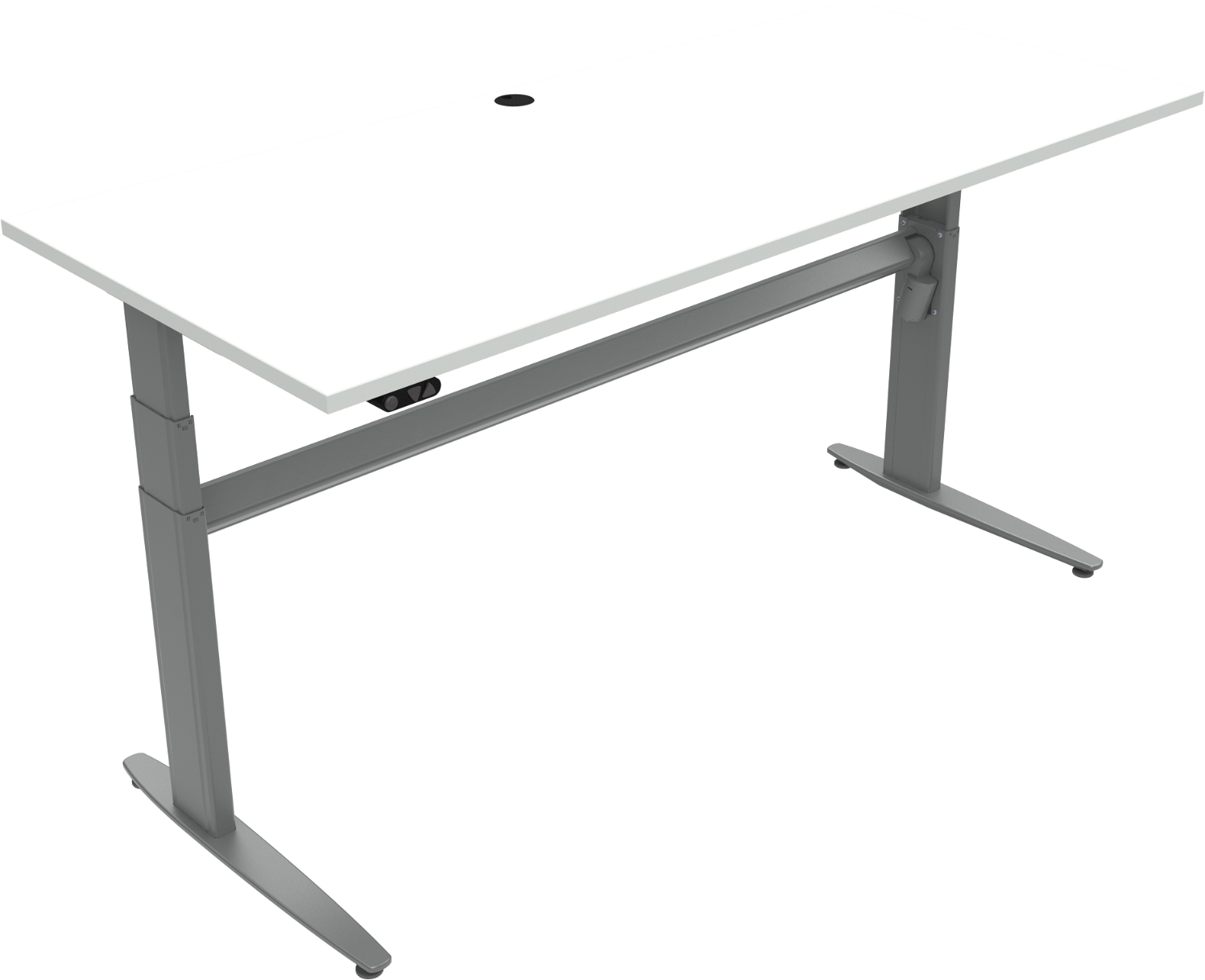 Hæve-/sænkebord ZenNord MoveMate to-bens firkantet hvid/sølv 180x80 cm højde 68-120 cm