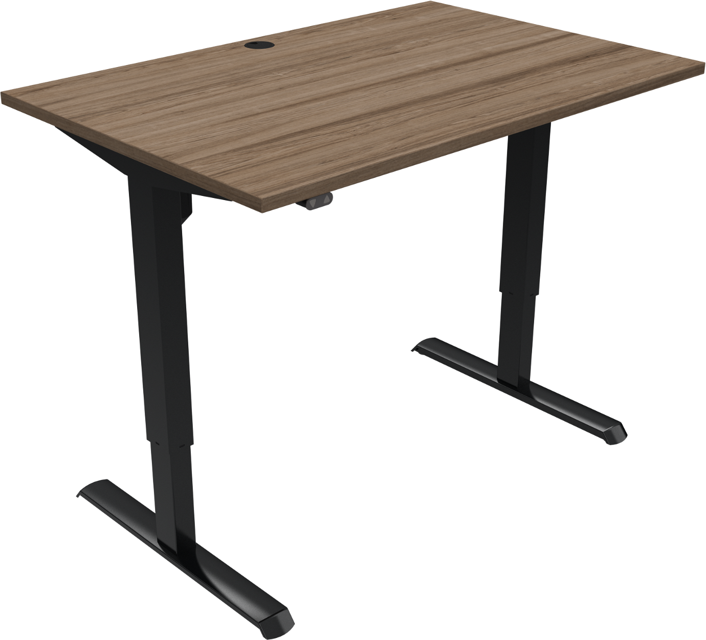 To-bens hæve-/sænkebord firkantet ZenNord AdaptDesk valnød/mørk natur med sort stel 120Ã80 cm højde 68 - 118 cm EN527 TÃV testet