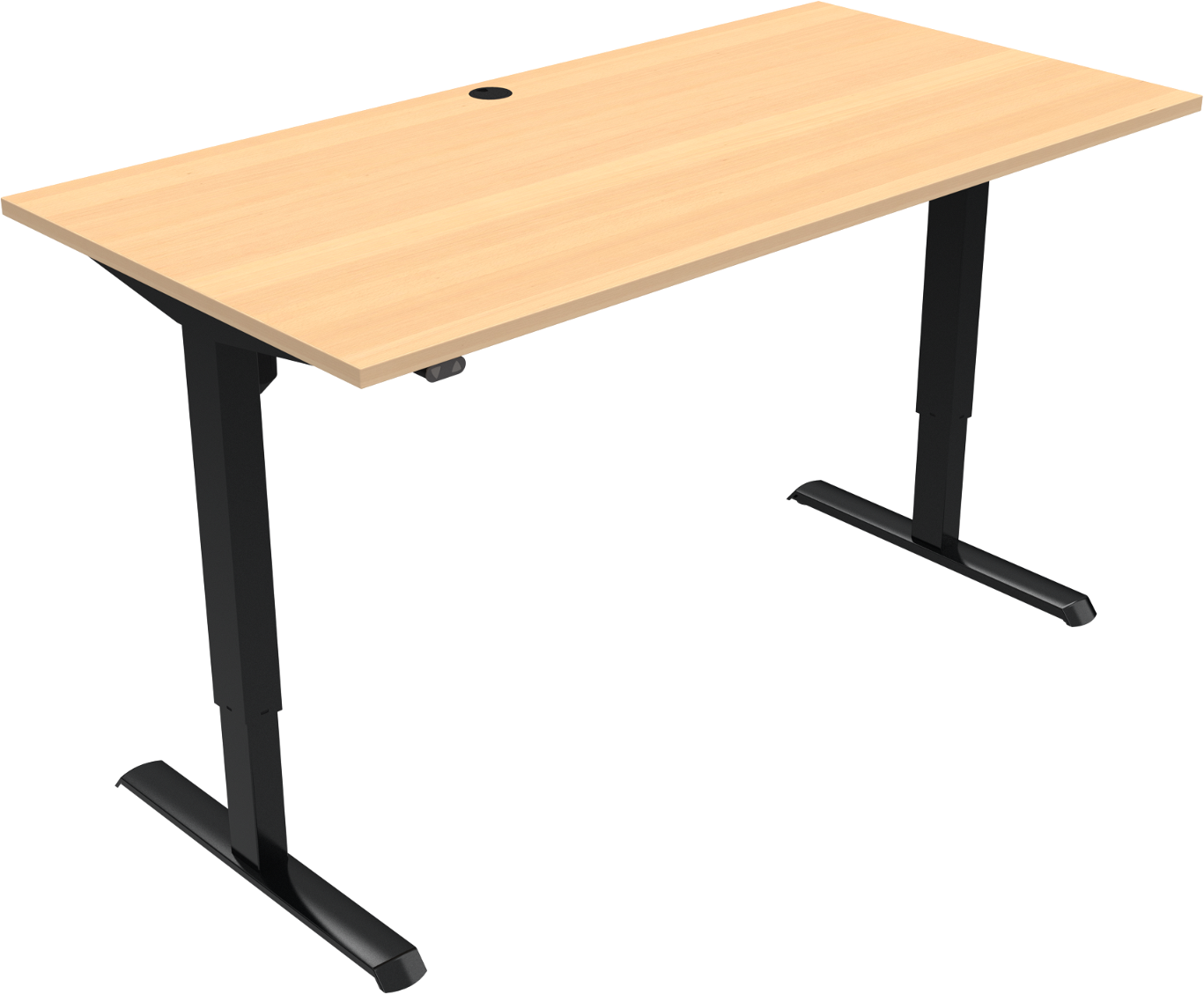 Hæve-sænkebord ZenNord AdaptDesk sit-stand, to-bens firkantet, bøg/melamin natur med sort stel, højdejusterbart 68 - 118 cm