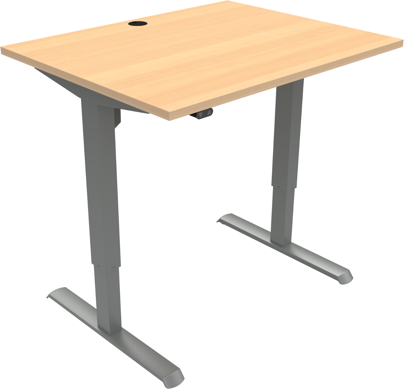 To-bens hæve-/sænkebord ZenNord AdaptDesk sidde-/ståbord, natur bøg/sølv, H118xB80xL100 cm