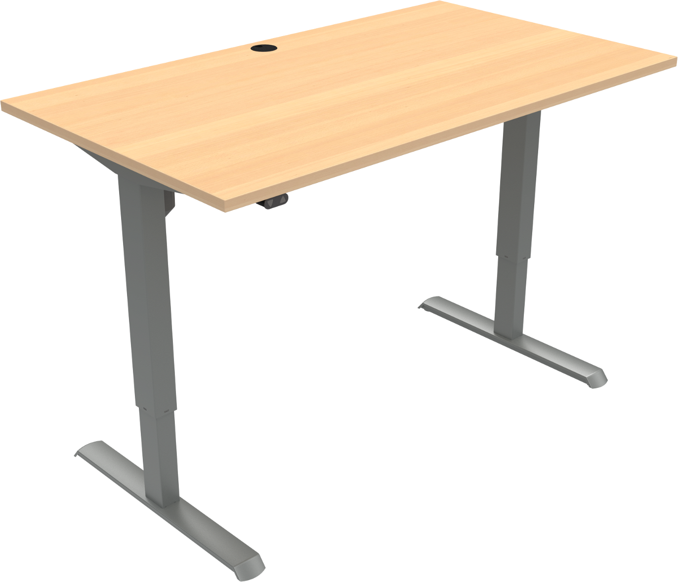 Hæve-/sænkebord to-bens firkantet kontorbord ZenNord AdaptDesk natur/sølv 80x140 cm