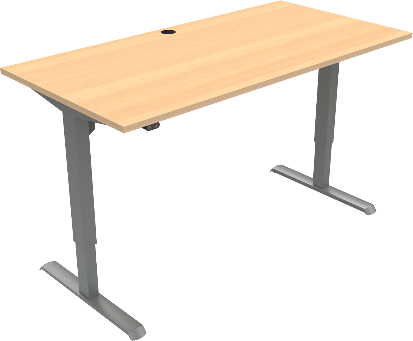 To-bens hæve-/sænkebord ZenNord AdaptDesk firkantet 160 x 80 cm bøgeplade natur/sølv