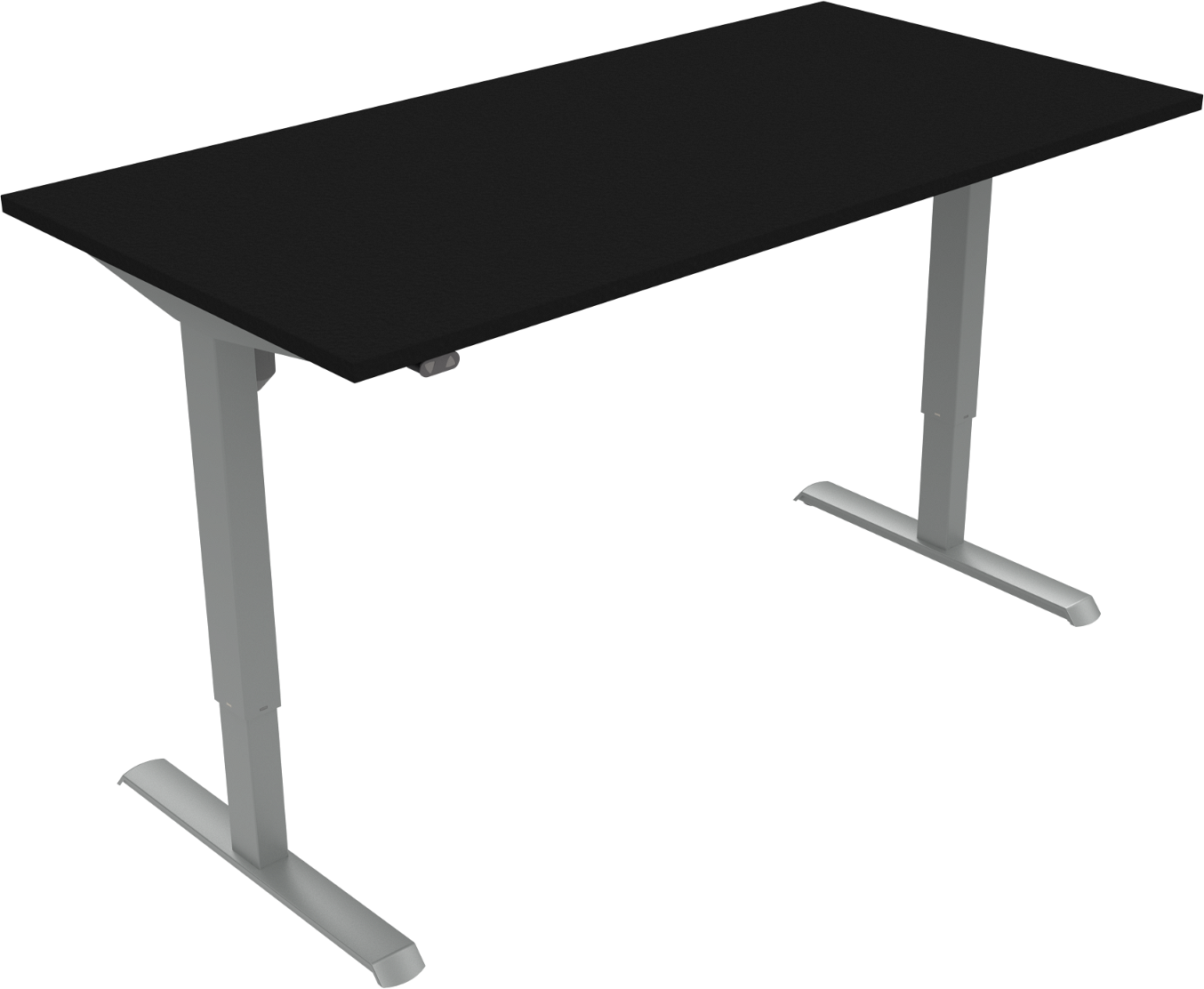 Firkantet to-bens hæve-/sænkebord 160x80 cm ZenNord AdaptDesk sort/sølv