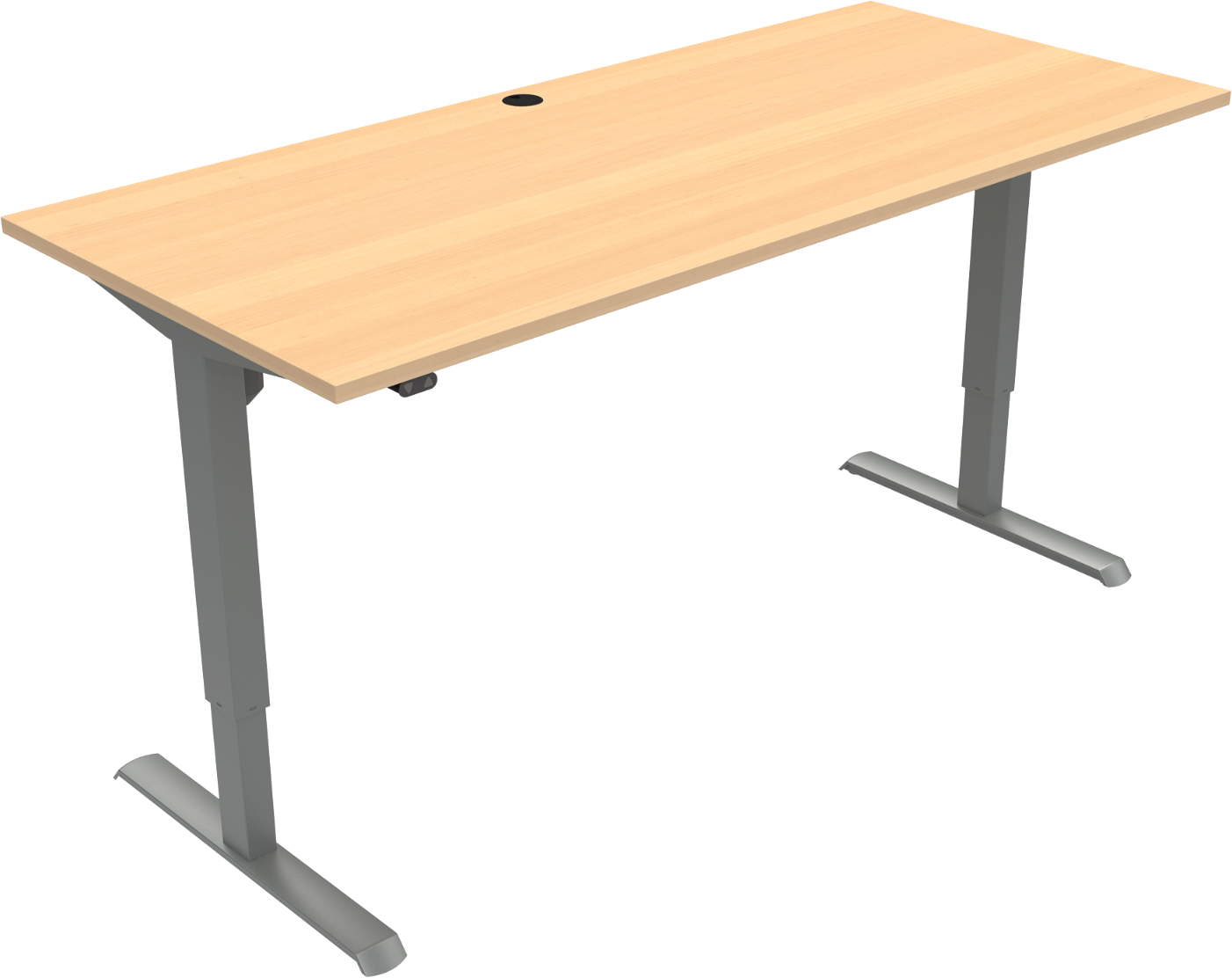 To-bens hæve-/sænkebord skrivebord ZenNord AdaptDesk natur/sølv 180x80 cm højde 68-118 cm