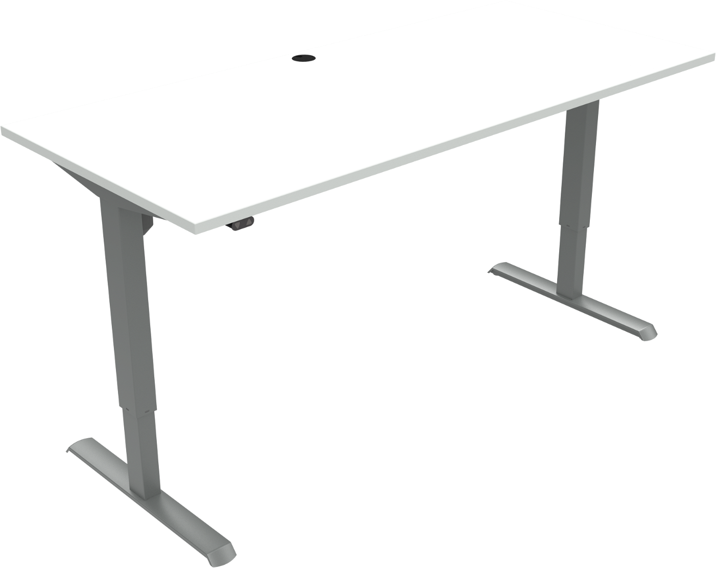 To-bens hæve-/sænkebord ZenNord AdaptDesk firkantet Hvid/Sølv 180x80 cm