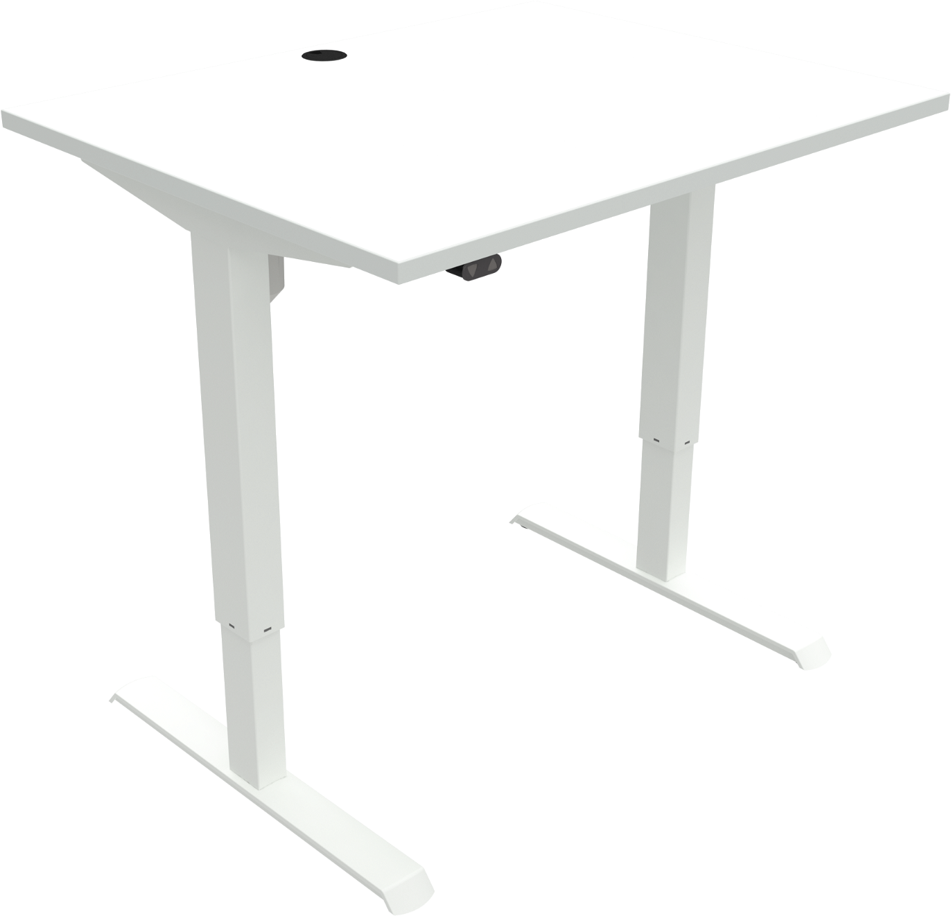 To-bens hæve-/sænkebord ZenNord AdaptDesk hvid melamin skrivebord med kabelføring