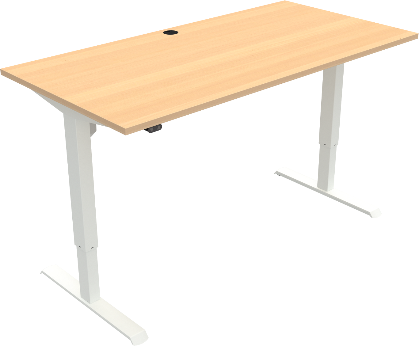 To-bens hæve-/sænkebord ZenNord AdaptDesk natur/hvid 160x80 cm bøg melamin med kabelgennemføring hurtig 7-min montering