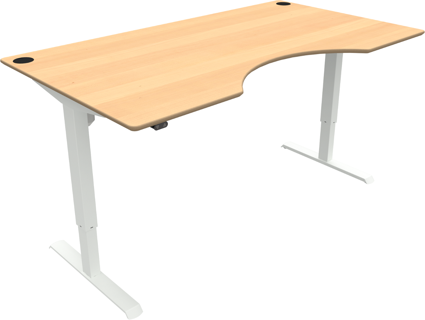 Hæve-/sænkebord to-bens ZenNord AdaptDesk skrivebord med centerudskæring natur/hvid bøg 68-118 cm