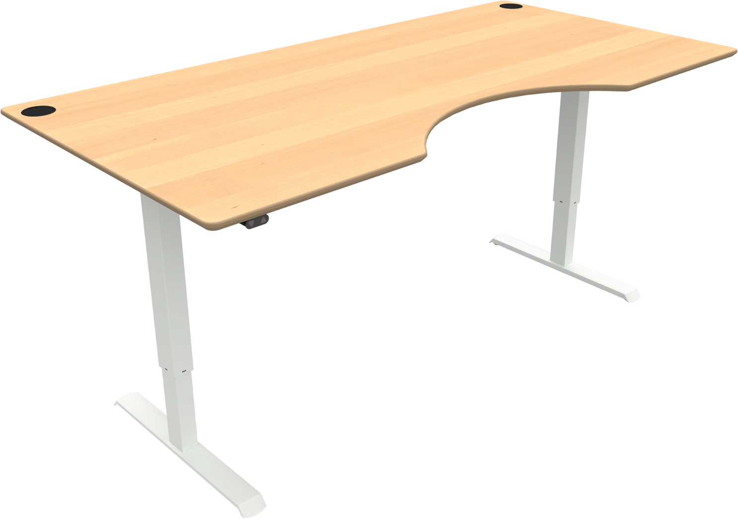 Hæve-/sænkebord ZenNord AdaptDesk højdejusterbar i bøg med centerudskæring 200x100 cm natur/hvid