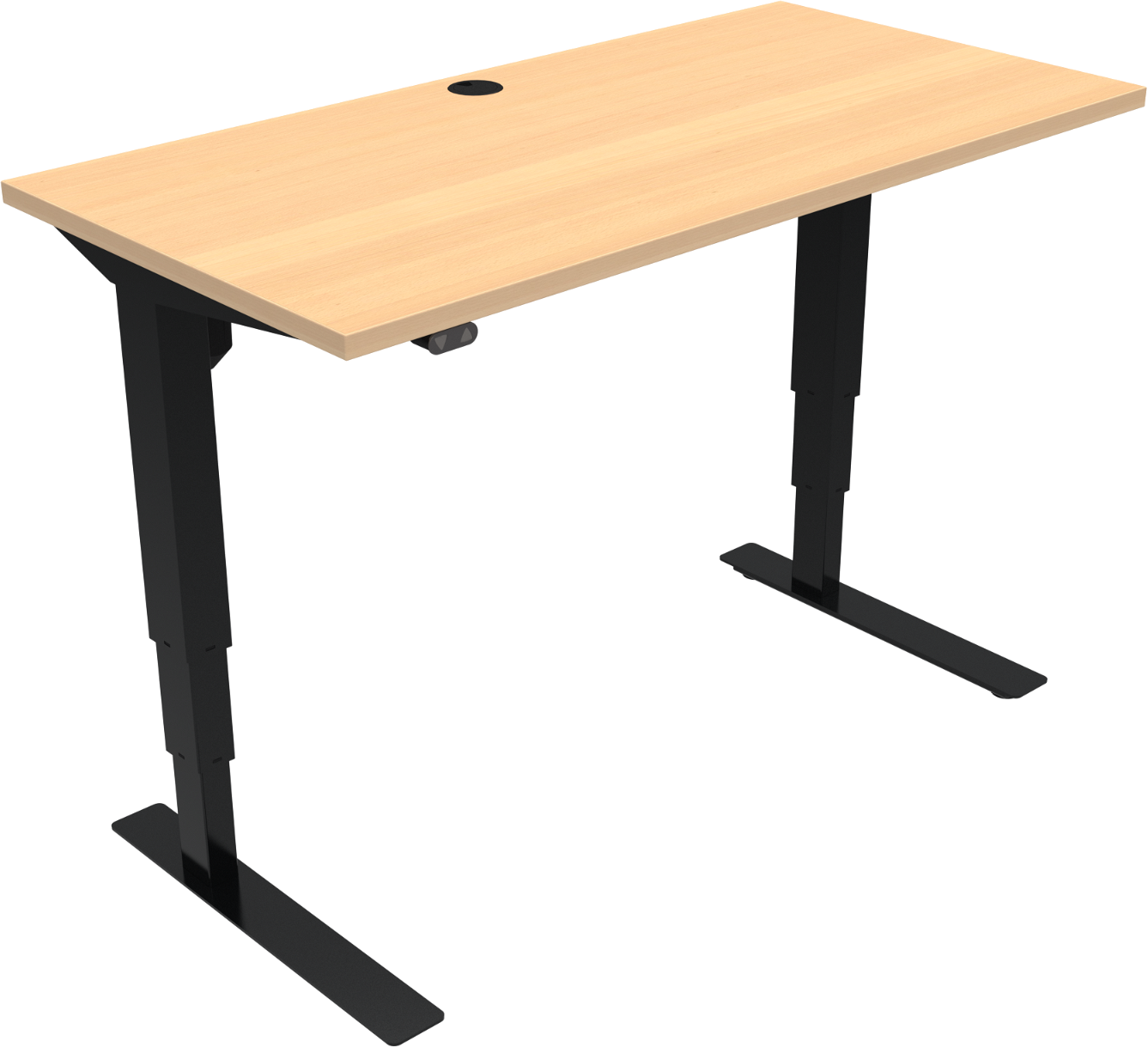 To-bens hæve-/sænkebord ZenNord VersaStand firkantet natur/sort skrivebord 120x60 cm højde 57-122 cm