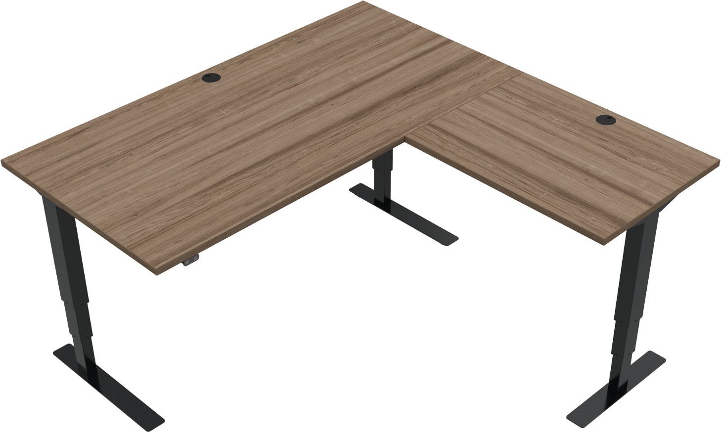 Trebenet hæve-sænkebord ZenNord VersaStand valnød mørk natur/sort 57-122 cm højdejusterbart 160Ã160 cm