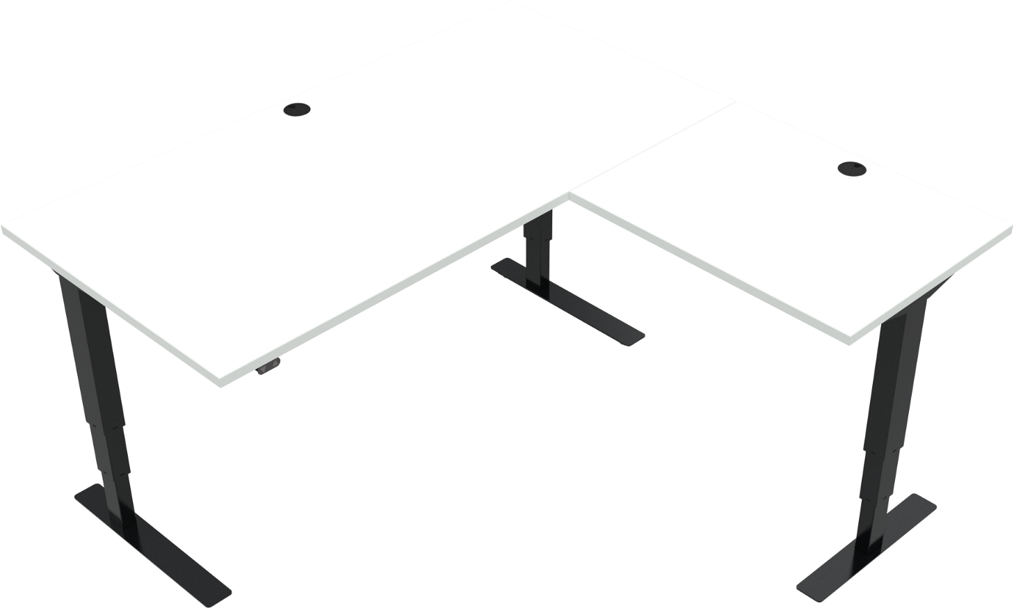 Tre-bens hæve-/sænkebord ZenNord VersaStand sit-stand bord elektrisk justerbar firkantet 160x160 cm hvid/sort