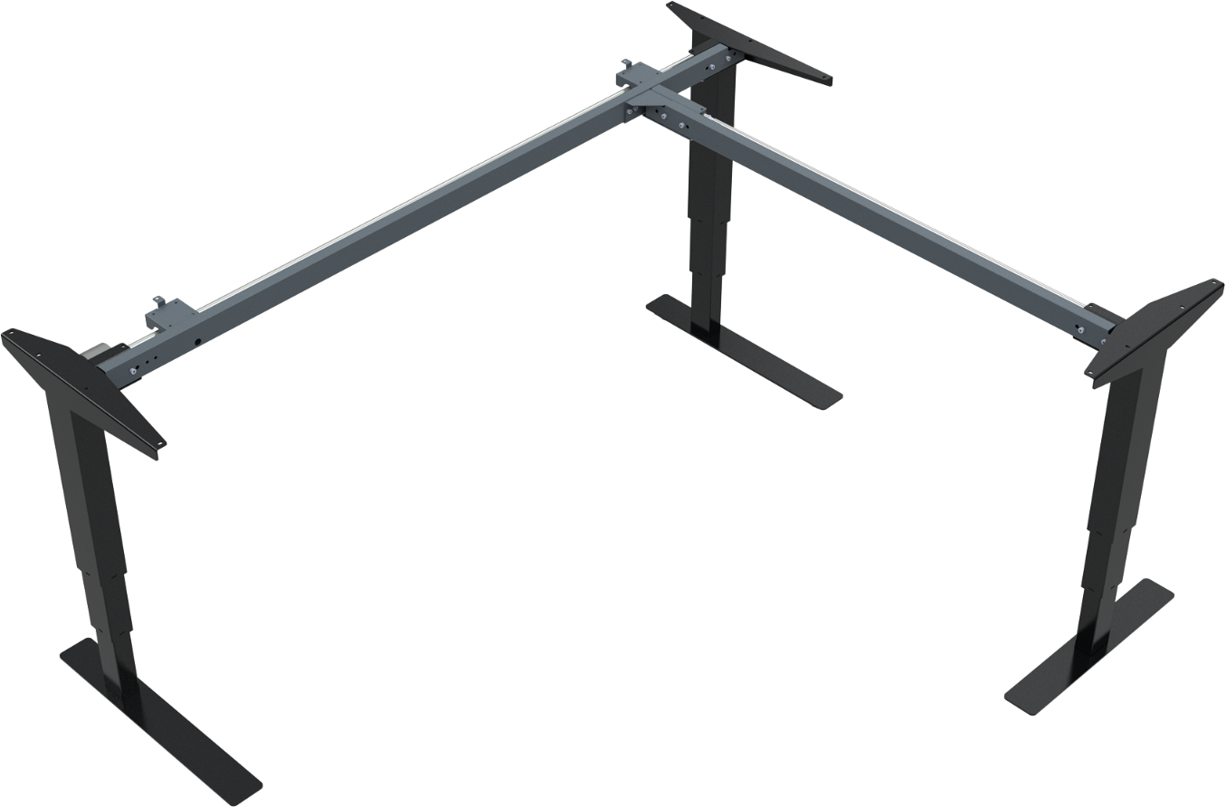 Hæve-/sænkestel ZenNord VersaStand 501-37 sort - 3-søjlet metalstel med elektrisk højdejustering 57-122 cm til bordplader med 60 cm dybde