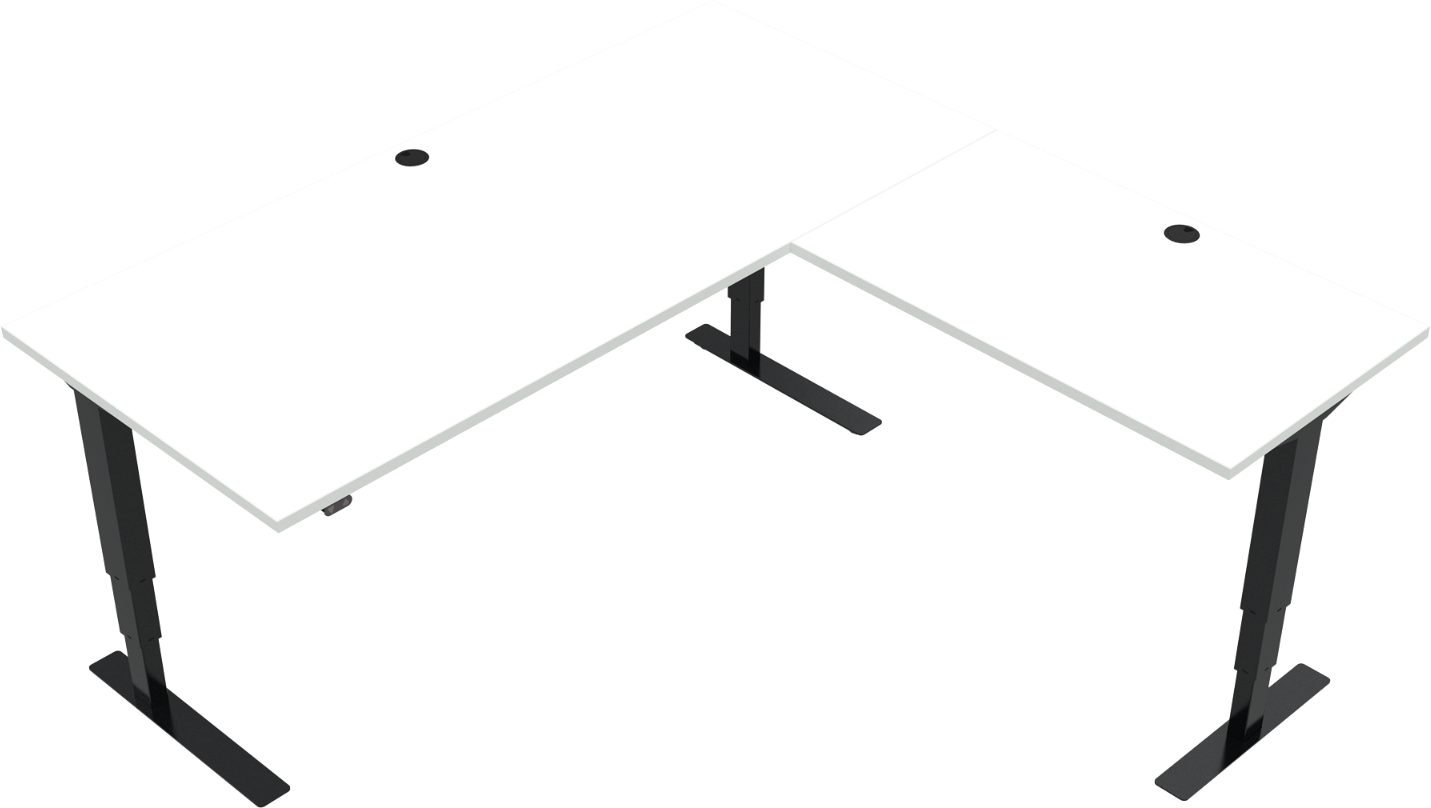 Tre-bens hæve-/sænkebord ZenNord VersaStand firkantet 180x180 cm el-justerbar hvid/sort