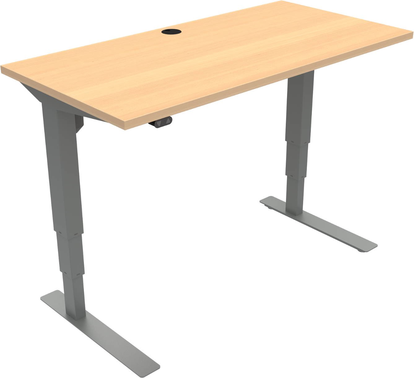 To-bens hæve-/sænkebord ZenNord VersaStand justerbart skrivebord bøg/sølv 120x60 cm H57-122 cm