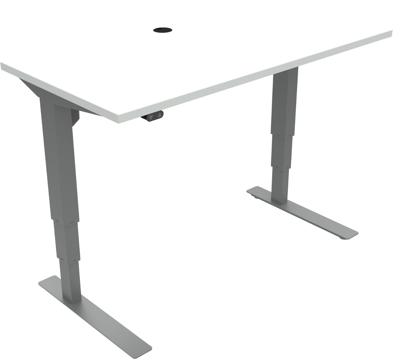 Hæve-/sænkebord ergonomisk skrivebord ZenNord VersaStand firkantet to-bens 120x60 cm hvid/sølv højdejusterbart 57-122 cm