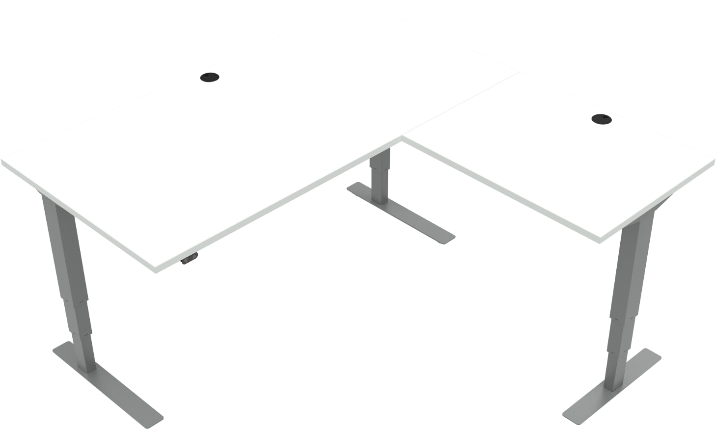 Elektrisk tre-bens hæve-/sænkebord ZenNord VersaStand 501-37 ergonomisk firkantet hvid/sølv 160x160 cm H57-122