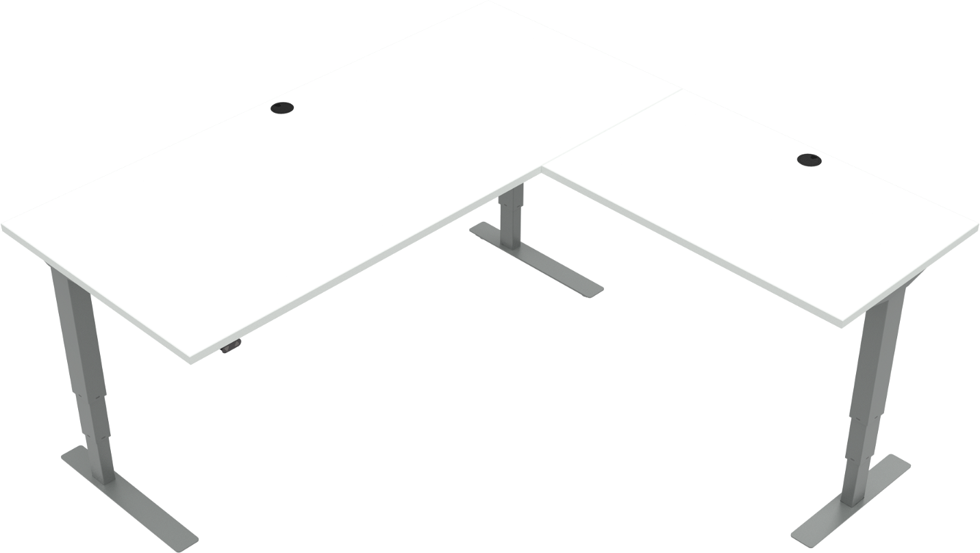 Hæve-/sænkebord ZenNord VersaStand ergonomisk tre-bens firkantet 57-122 cm hvid/sølv