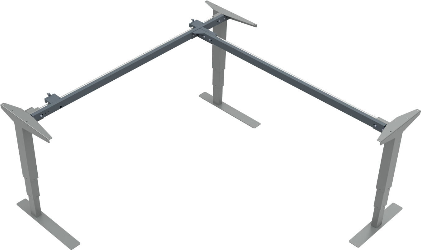 Hæve-/sænkestel ZenNord VersaStand elektrisk justerbart 57-122 cm sølv 3-søjlet sargfrit metal skrivebordstel miljøvenlig