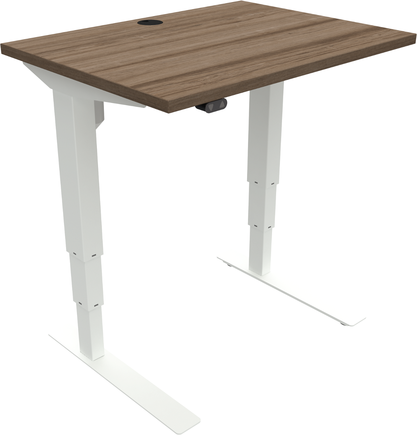 Hæve-/sænkebord ZenNord VersaStand to-bens firkantet mørk valnød/hvid 80x60 cm sit-stand skrivebord