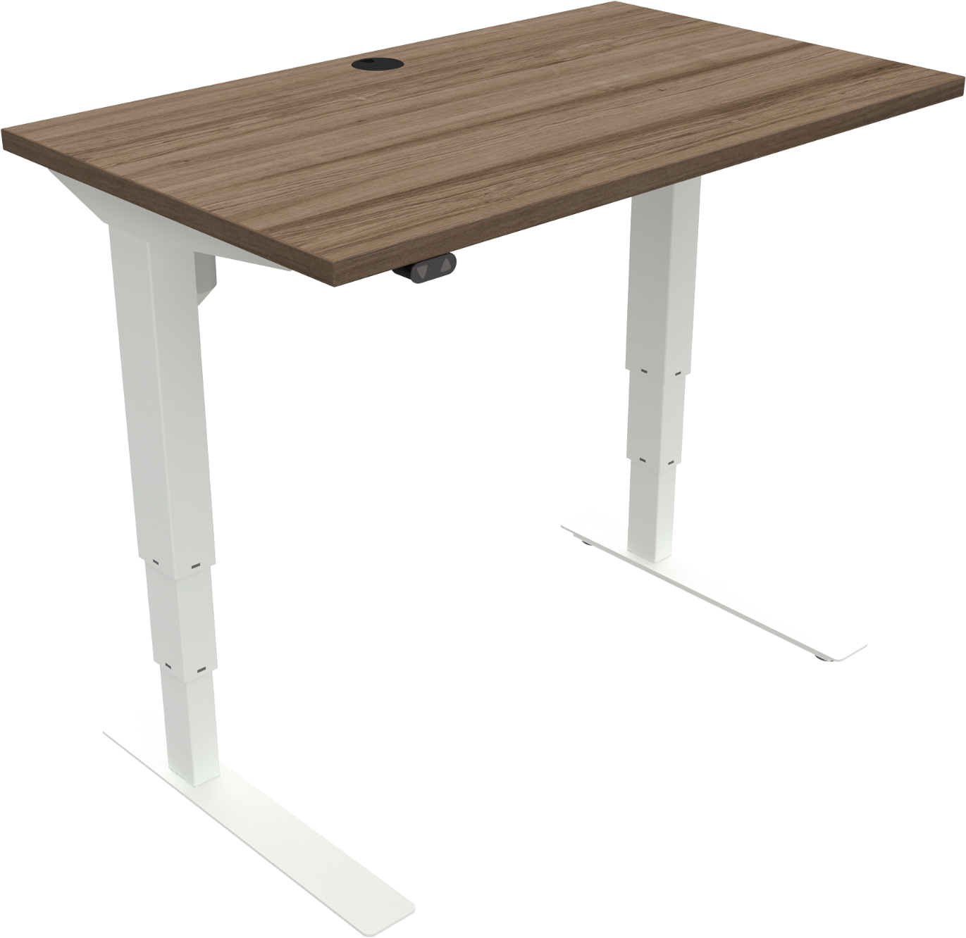 To-bens hæve-/sænkebord ZenNord VersaStand i valnød og hvid  -  justerbart skrivebord med åbent rammedesign, højde 57-122 cm