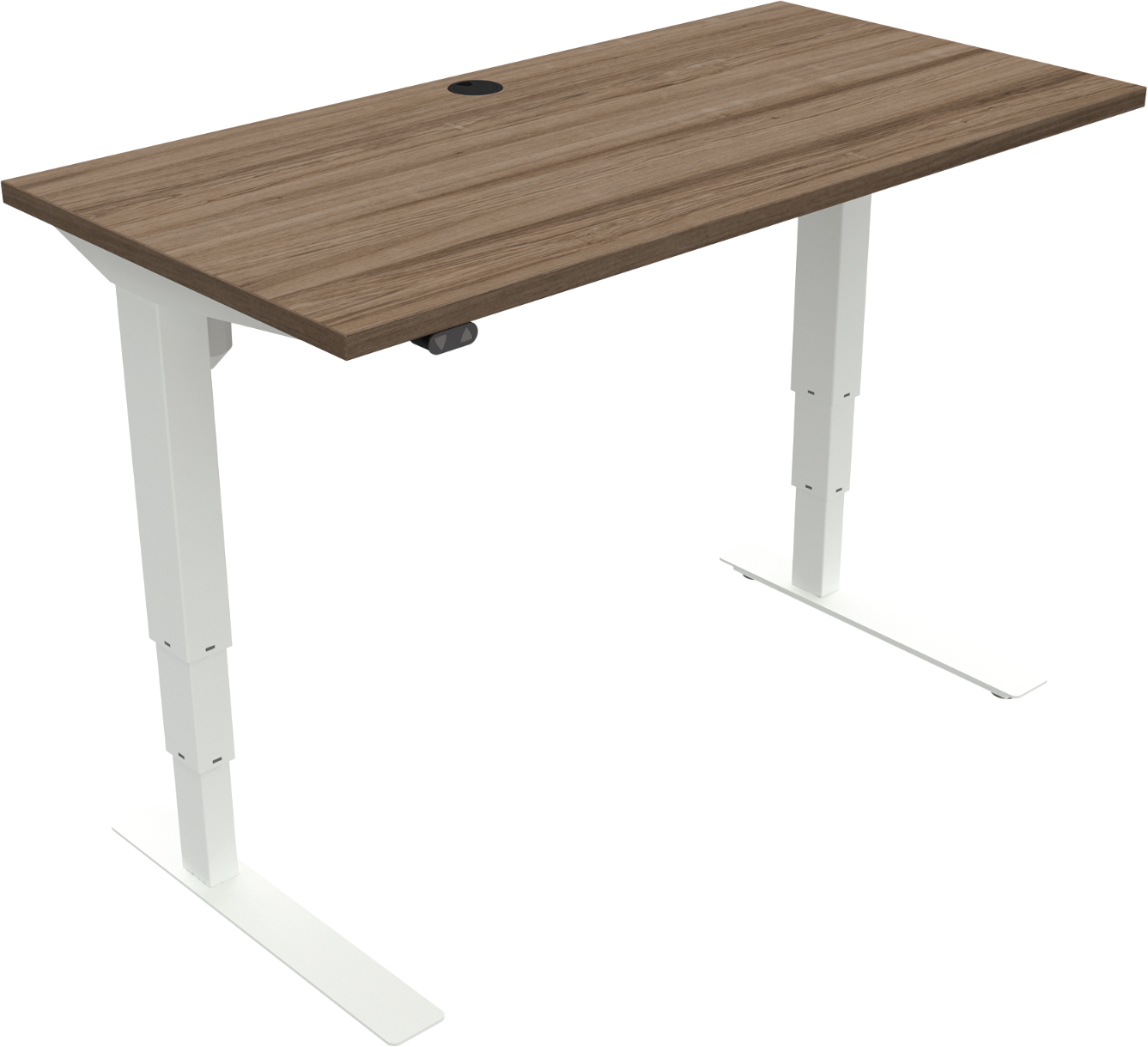 Justerbart to-bens hæve-/sænkebord ZenNord VersaStand i mørk valnød og hvidt stel 120x60 cm