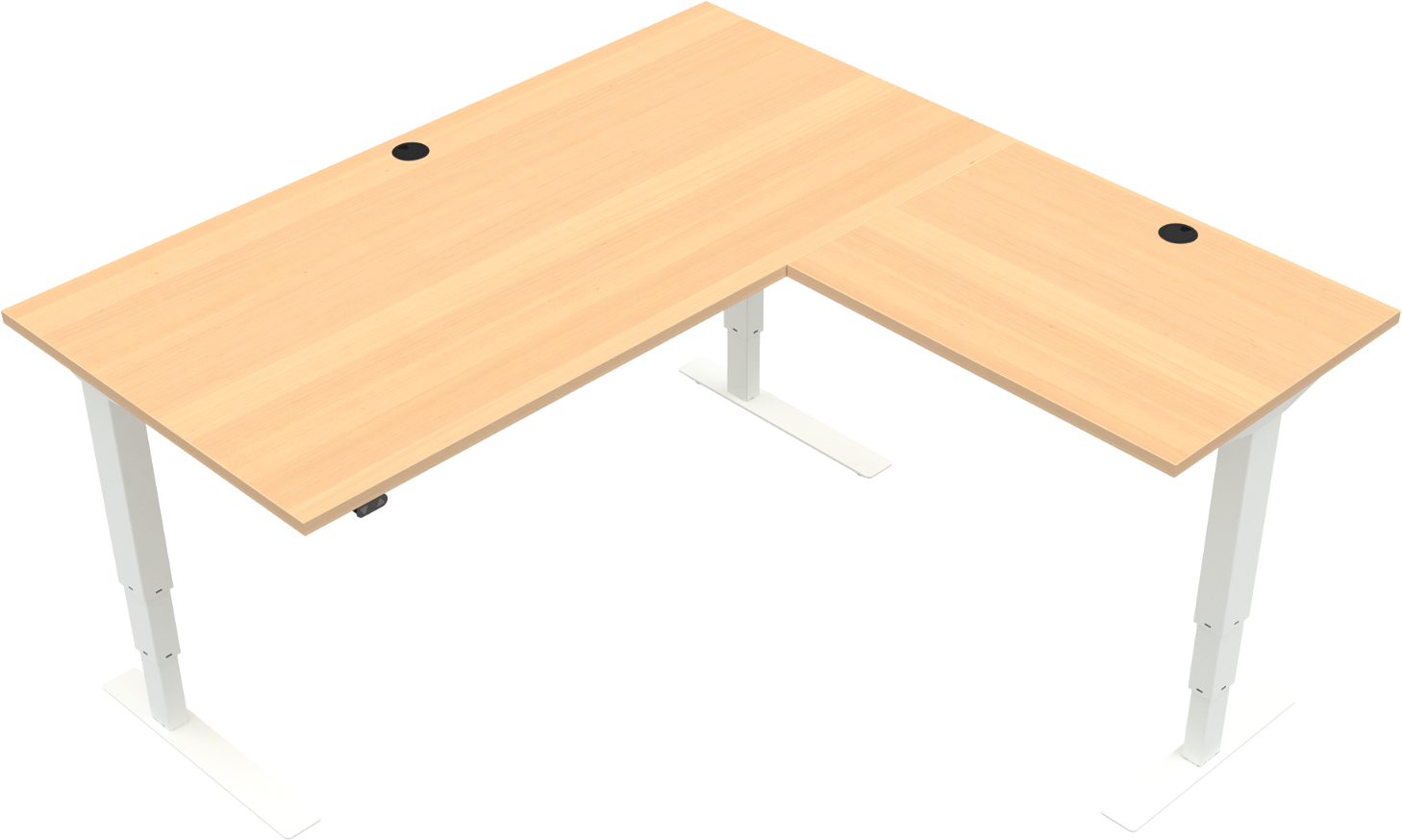 Tre-bens hæve-/sænkebord ZenNord VersaStand firkantet bøg melamin 160x160 cm H57-122 natur/hvid