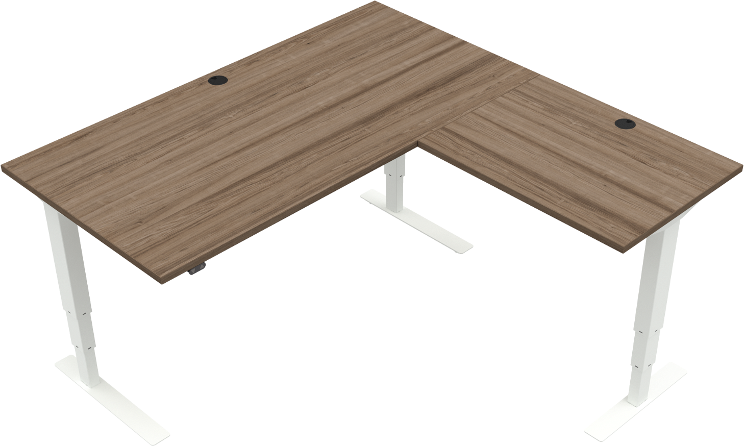 Tre-bens elektrisk hæve-sænkebord ZenNord VersaStand 501-37 160x160 cm mørk valnød/hvid