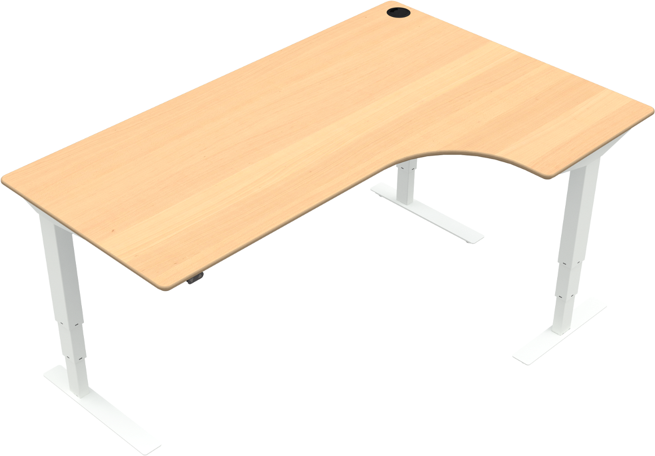 L-formet to-bens hæve-/sænkebord skrivebord ZenNord VersaStand natur/hvid 180x120 cm