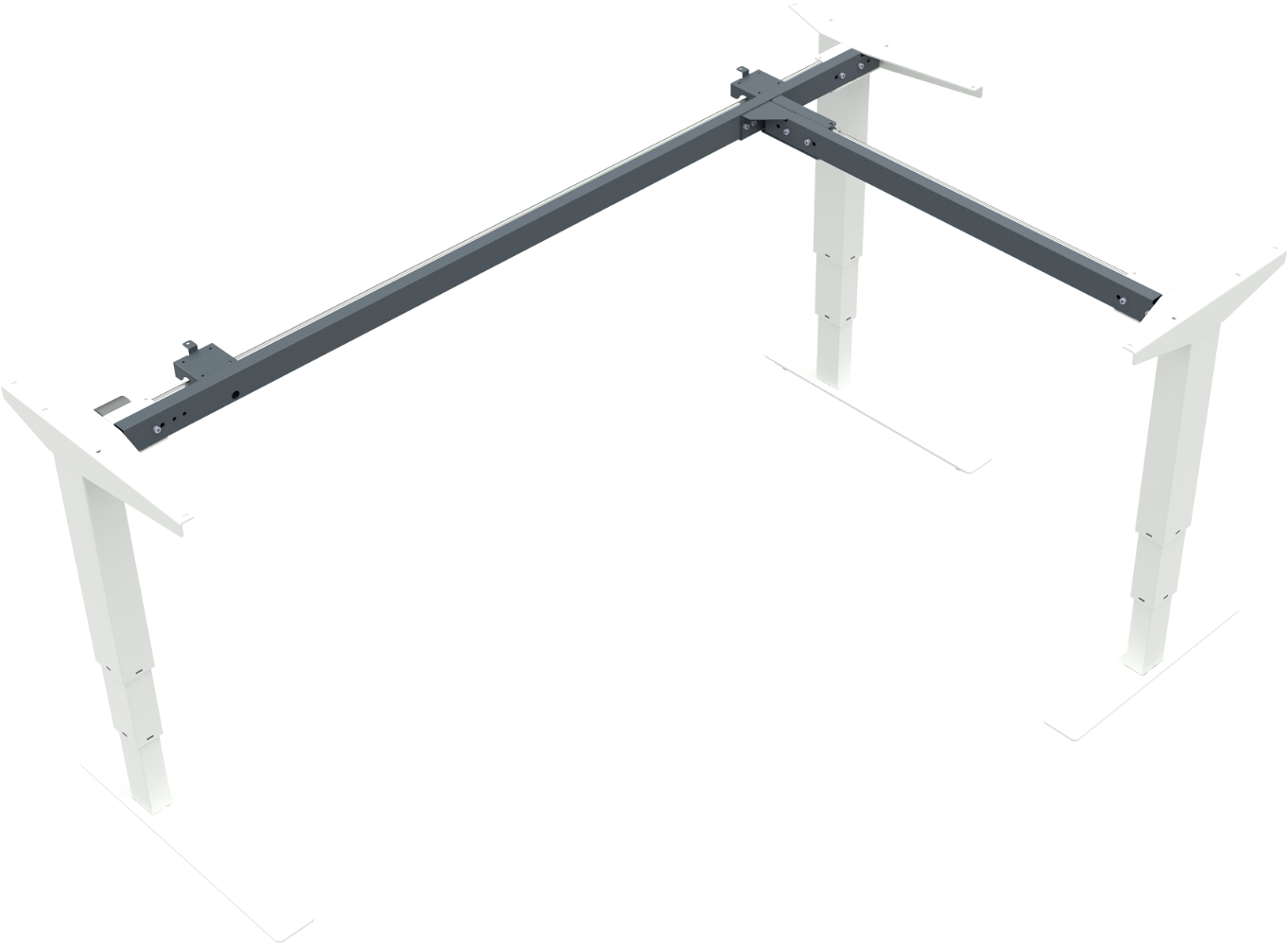 ZenNord VersaStand Hæve-/Sænkestel i Hvid Metal, Elektrisk Justerbar 57-122 cm, 3 Søjler